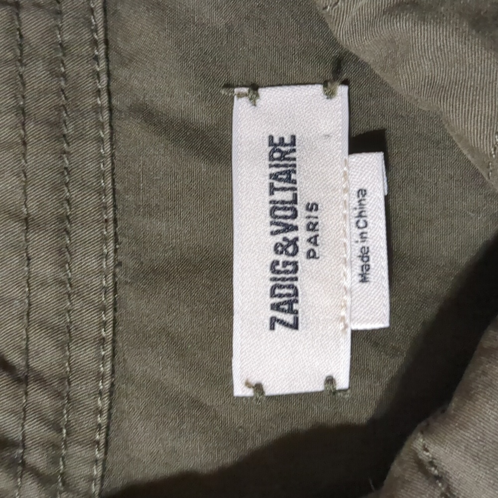 Zadig & Voltaire Kayak Bis jacket Military Green Skull Guitar Patch Women Sz M - Picture 8 of 12